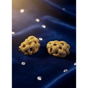 Erwin Pearl Gold Tone Textured Dome Clip On Earrings 1 inch